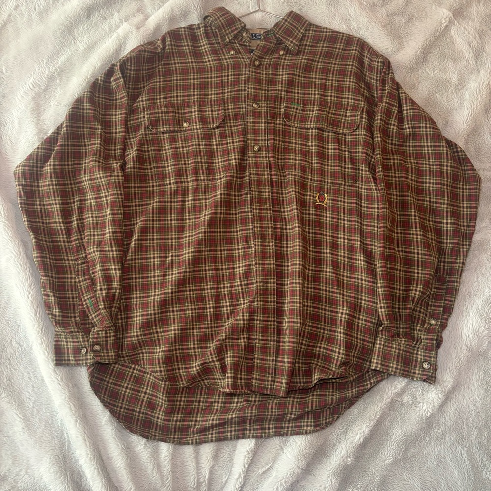 Vintage Tommy Hilfiger Men’s Plaid Button Up Long Sleeve Shirt